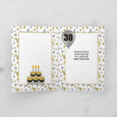 30th Birthday Gold en Silver Confetti Ballon Kaart (Binnen)