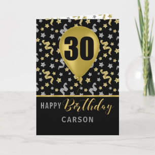 30th Birthday Gold en Silver Confetti Ballon Kaart