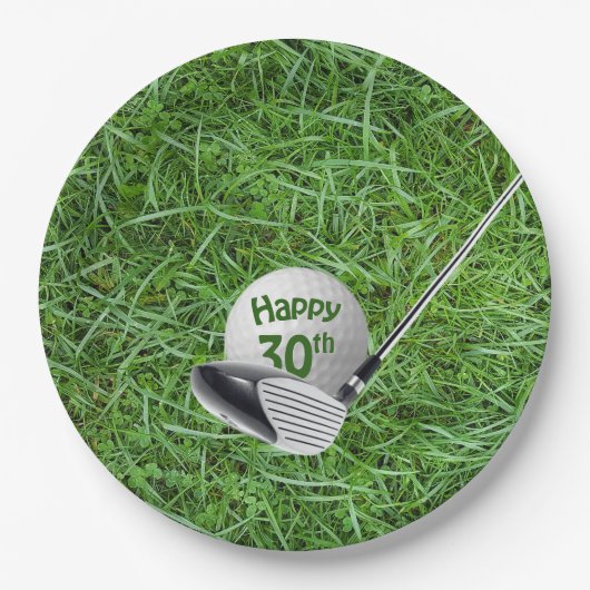 30th Birthday Golf Ball and Club Paper Bord (Voorkant)