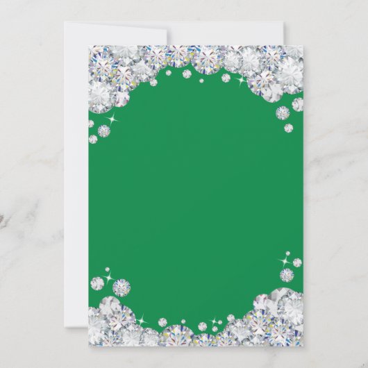 30th Birthday Green en Silver Diamond Kaart (Achterkant)