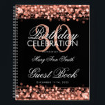 30th Birthday Guestbook Party Sparkles Roos Gold Notitieboek<br><div class="desc">Een elegante en verfijnde 30e (dertigste) sjabloon van het Boek van de Gast van de Dagen van de Dagen met het Roos van de Spaar Gold van de Partij (die lichten,  koord en enkels) met gemakkelijk aan te passen tekst kenmerkt.</div>
