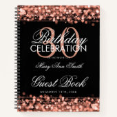 30th Birthday Guestbook Party Sparkles Roos Gold Notitieboek (Voorkant)