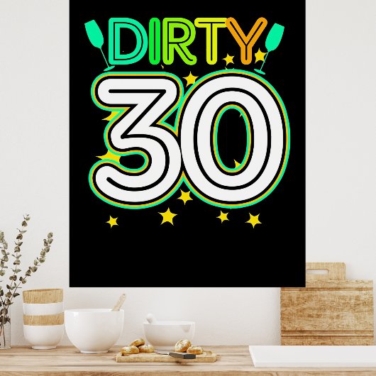 30th Birthday | Happy 30th Birthday Poster (Keuken)