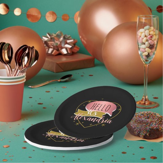 30th birthday hello 30 Personalized heart Papieren Bordje (Multi)