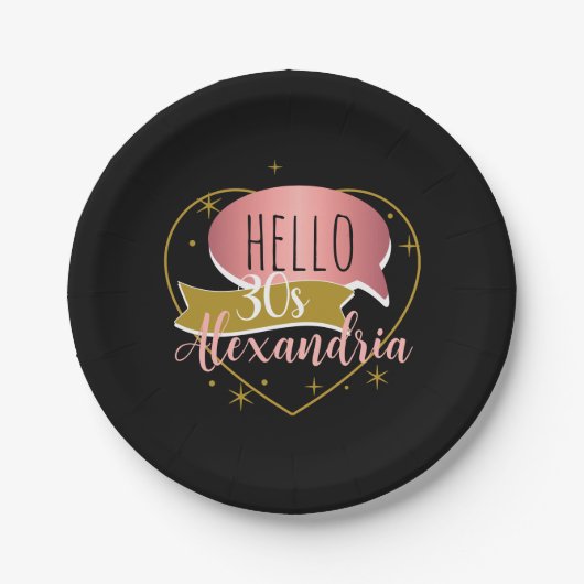 30th birthday hello 30 Personalized heart Papieren Bordje (Voorkant)