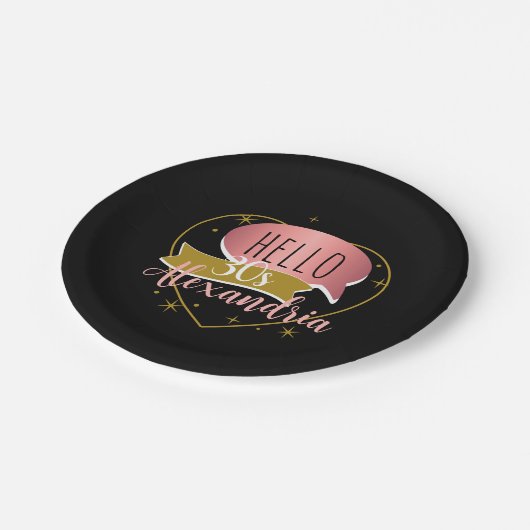 30th birthday hello 30 Personalized heart Papieren Bordje (Gekanteld)