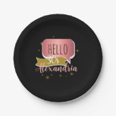 30th birthday hello 30 Stylish Personalized Papieren Bordje (Voorkant)