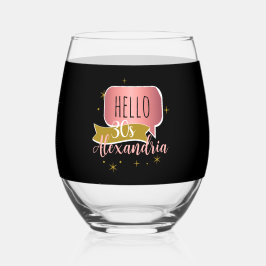 30th birthday hello 30 Stylish Personalized Wijnglas Zonder Voet