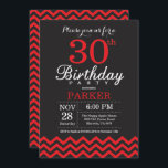 30th Birthday Invitation Black and Red Kaart<br><div class="desc">30e verjaardag uitnodiging met zwarte en rode Chevron. Chalkboard. Volwassen verjaardag. Man of vrouwen uitgenodigd. Voor verdere aanpassing,  te klikken gelieve de knoop "van de Aanpassing het"en ons ontwerphulpmiddel te gebruiken om deze sjabloon te wijzigen.</div>