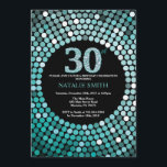 30th Birthday Invitation Black en Blauwgroen Glitt Kaart<br><div class="desc">30e uitnodiging van de verjaardag. Zwart en Blauwgroen glitter. Blauwgroen diamant. Volwassenenfeest. Voor mannen of vrouwen. Voor verdere aanpassing,  te klikken gelieve de knoop "van de Aanpassing het"en ons ontwerphulpmiddel te gebruiken om deze sjabloon te wijzigen.</div>