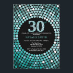 30th Birthday Invitation Black en Blauwgroen Glitt Kaart<br><div class="desc">30e uitnodiging van de verjaardag. Zwart en Blauwgroen glitter. Blauwgroen diamant. Volwassenenfeest. Voor mannen of vrouwen. Voor verdere aanpassing,  te klikken gelieve de knoop "van de Aanpassing het"en ons ontwerphulpmiddel te gebruiken om deze sjabloon te wijzigen.</div>