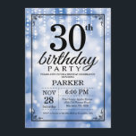 30th Birthday Invitation Blue Glitter Kaart<br><div class="desc">30th Birthday Invitation met Blue String Lights met Blue Glitter Background. Blauwe verjaardag. Volwassen verjaardag. Mannen of vrouwen uitgenodigd. 13e 15e 16e 18e 21e 30e 40e 50e 60e 70e 90e 100e, elke leeftijd. Voor verdere aanpassing, te klikken gelieve de knoop "van de Aanpassing het"en ons ontwerphulpmiddel te gebruiken om deze...</div>