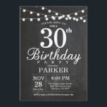 30th Birthday Invitation Chalkboard String Lights Kaart<br><div class="desc">30th Birthday Invitation with Chalkboard String Lights. 16e 18e 21e 30e 40e 50e 60e 70e 90e 100e,  elke leeftijd. Voor verdere aanpassing,  te klikken gelieve de knoop "van de Aanpassing het"en ons ontwerphulpmiddel te gebruiken om deze sjabloon te wijzigen.</div>