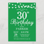 30th Birthday Invitation Green Kaart<br><div class="desc">30e verjaardag Uitnodiging met de Lichten van het Koord. Groene achtergrond. Mannen of vrouwen op zaterdag. 13e 15e 16e 18e 21e 30e 40e 50e 60e 70e 90e 100e, elke leeftijd. Voor verdere aanpassing, te klikken gelieve de knoop "van de Aanpassing het"en ons ontwerphulpmiddel te gebruiken om deze sjabloon te wijzigen....</div>