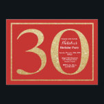 30th Birthday Invitation Red en Gold Glitter Kaart<br><div class="desc">30e uitnodiging van de verjaardag. Rode en goudglitter Birthday Party nodigt uit met een rode achtergrond. Verrassende verjaardag. Volwassen verjaardag. Mannen of Vrouwen Bday Bash Party. Voor verdere aanpassing,  te klikken gelieve de knoop "van de Aanpassing het"en ons ontwerphulpmiddel te gebruiken om deze sjabloon te wijzigen.</div>