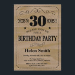 30th Birthday Invitation Rustic Wood Kaart<br><div class="desc">30e uitnodiging van de verjaardag. Typografie. Cheers tot 30 jaar. Rustic Wood Background Volwassen verjaardag. Mannelijke Mannen of vrouwen: Birthday. Kinder jongen of meisje Lady Teen Teenage Bday Invite. 13e 15e 16e 18e 21e 30e 40e 50e 60e 70e 80e 90e 100e. Elke leeftijd. Voor verdere aanpassing, te klikken gelieve de...</div>
