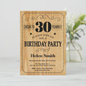 30th Birthday Invitation Rustic Wood Kaart (Staand voorkant)