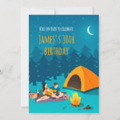30th Birthday Invitation with Tourist Camp Kaart (Voorkant)