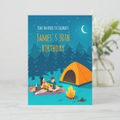 30th Birthday Invitation with Tourist Camp Kaart (Staand voorkant)
