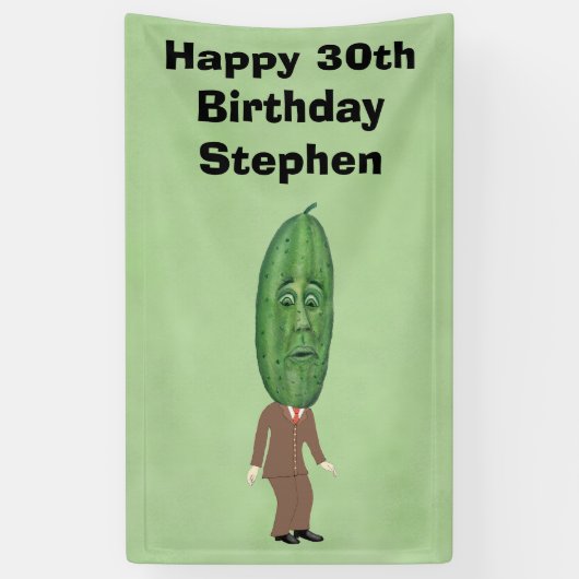 30th Birthday Man Green Pickle Head Face Suit Spandoek (Verticaal)
