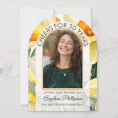 30th Birthday Modern Arch Floral DAFFODILS Photo Kaart (Voorkant)