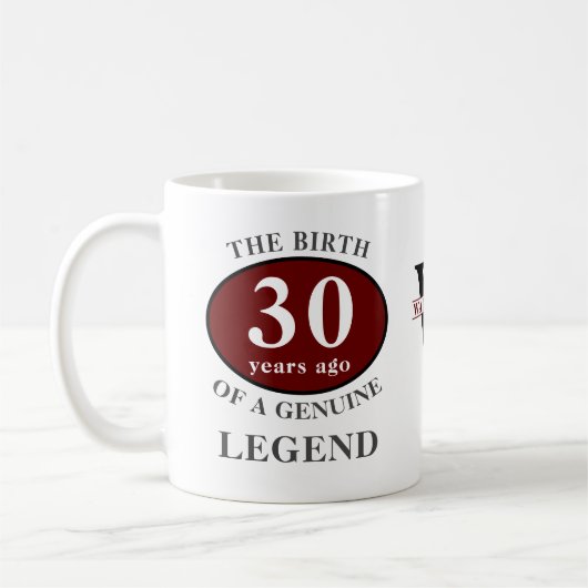 30th Birthday Monogram Legend Toevoegen Jouw naam  Koffiemok (Links)