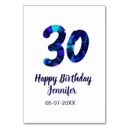 30th Birthday Naam toevoegen Datum Jaar Blue Spark Kaart