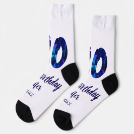 30th Birthday Naam toevoegen Datum Jaar Blue Spark Sokken