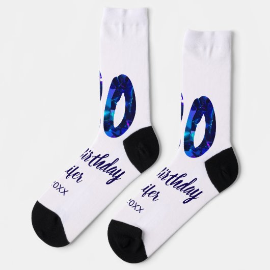 30th Birthday Naam toevoegen Datum Jaar Blue Spark Sokken (Links)