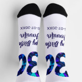30th Birthday Naam toevoegen Datum Jaar Blue Spark Sokken (Top)