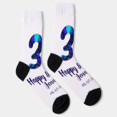 30th Birthday Naam toevoegen Datum Jaar Blue Spark Sokken (Rechts)