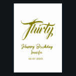 30th Birthday Naam toevoegen Datum Jaar Goud sjabl Kaart<br><div class="desc">bewerkbaar ontwerp</div>