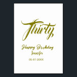 30th Birthday Naam toevoegen Datum Jaar Goud sjabl Kaart<br><div class="desc">bewerkbaar ontwerp</div>