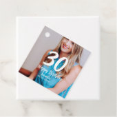 30th Birthday Naam toevoegen Datum Jaar Wit Foto Bedankjes Labels (In situ)