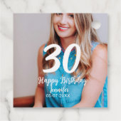 30th Birthday Naam toevoegen Datum Jaar Wit Foto Bedankjes Labels (Achterkant)