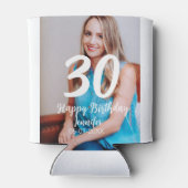 30th Birthday Naam toevoegen Datum Jaar Wit Foto Blikjeskoeler (Achterkant)