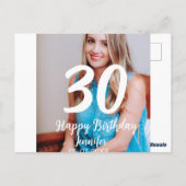 30th Birthday Naam toevoegen Datum Jaar Wit Foto Briefkaart (Achterkant)