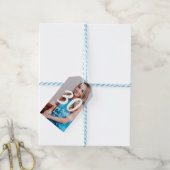 30th Birthday Naam toevoegen Datum Jaar Wit Foto Cadeaulabel (Met Touw)