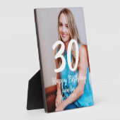 30th Birthday Naam toevoegen Datum Jaar Wit Foto Fotoplaat (Zijkant)
