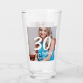 30th Birthday Naam toevoegen Datum Jaar Wit Foto Glas (Achterkant)