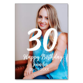 30th Birthday Naam toevoegen Datum Jaar Wit Foto Kaart