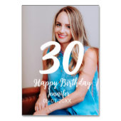 30th Birthday Naam toevoegen Datum Jaar Wit Foto Kaart (Achterkant)