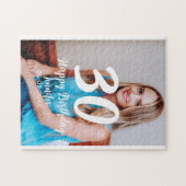 30th Birthday Naam toevoegen Datum Jaar Wit Foto Legpuzzel (Horizontaal)