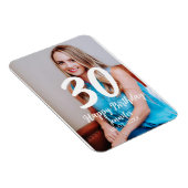 30th Birthday Naam toevoegen Datum Jaar Wit Foto Magneet (Rechterzijde)