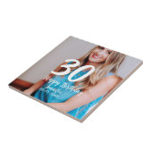 30th Birthday Naam toevoegen Datum Jaar Wit Foto Tegeltje (Zijkant)