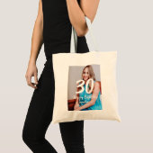 30th Birthday Naam toevoegen Datum Jaar Wit Foto Tote Bag (Voorkant (product))
