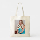 30th Birthday Naam toevoegen Datum Jaar Wit Foto Tote Bag (Achterkant)