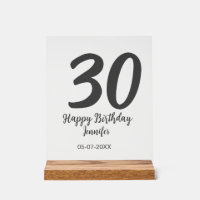 30th Birthday Naam toevoegen Datum Jaar Zwarte sja