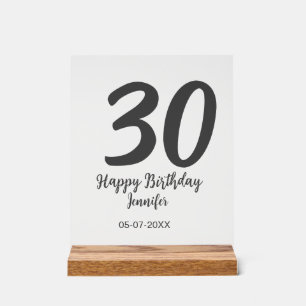 30th Birthday Naam toevoegen Datum Jaar Zwarte sja Acryl Bord
