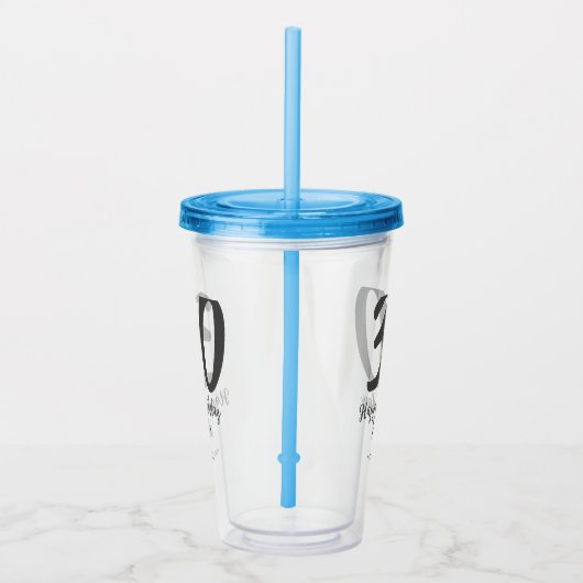 30th Birthday Naam toevoegen Datum Jaar Zwarte sja Acryl Drinkbeker (Rechts)